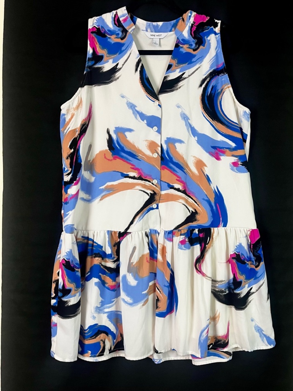 Nine West Women’s L Drop Waist Abstract Summer Graduation Dress